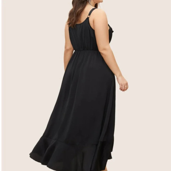 BloomChic Satin Overlap Collar Ruffles Cami Dress size L  us 12 - Picture 3 of 5